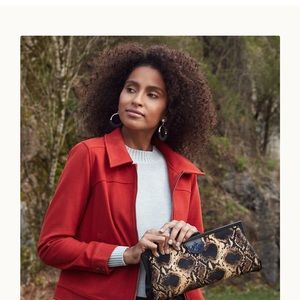 NWT Patricia Nash Athena Python Haircalf Leather Clutch Crossbody